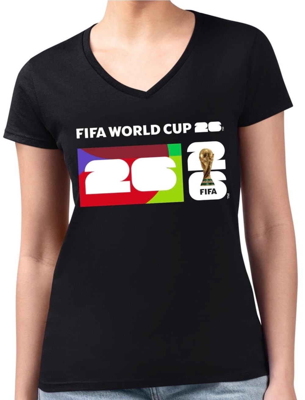 FIFA World Cup 2026 Women's Medium Black Box Screen Graphic Soccer Tee T-Short
